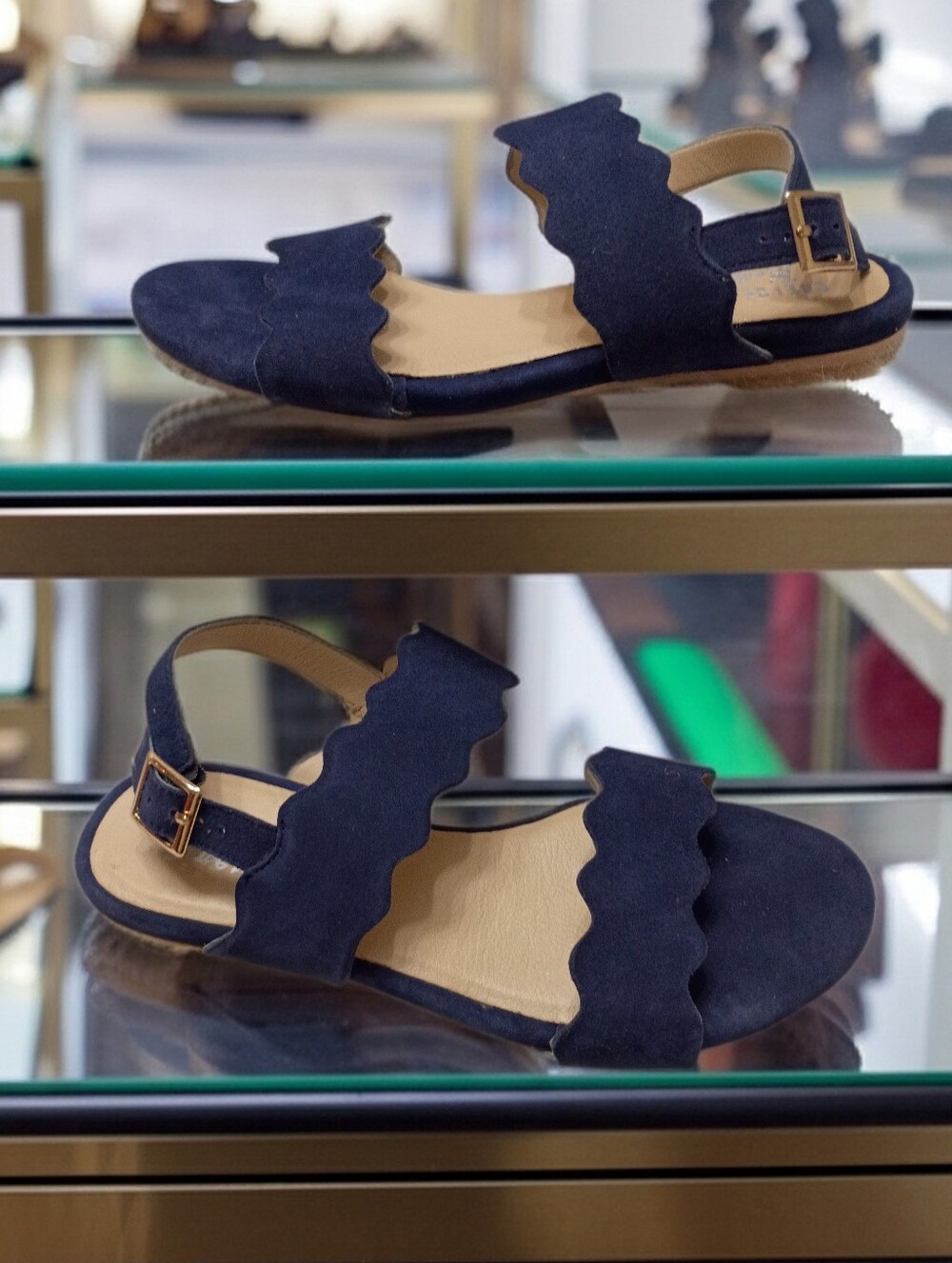 Chelsea Crew Black Label Women's Navy Scalloped Strap Sandals EU 38